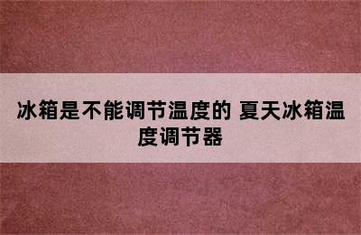 冰箱是不能调节温度的 夏天冰箱温度调节器